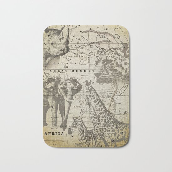 Out of Africa vintage wildlife art Bath Mat