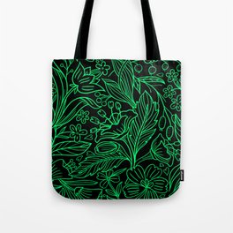 luminous green flower pattern Tote Bag