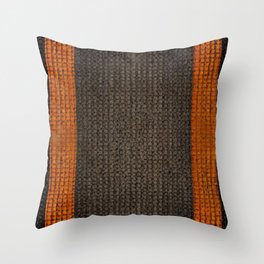Black Turf Carpet With Orange Stripes Throw Pillow