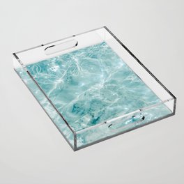 Clear blue water | Colorful ocean photography print | Turquoise sea Acrylic Tray