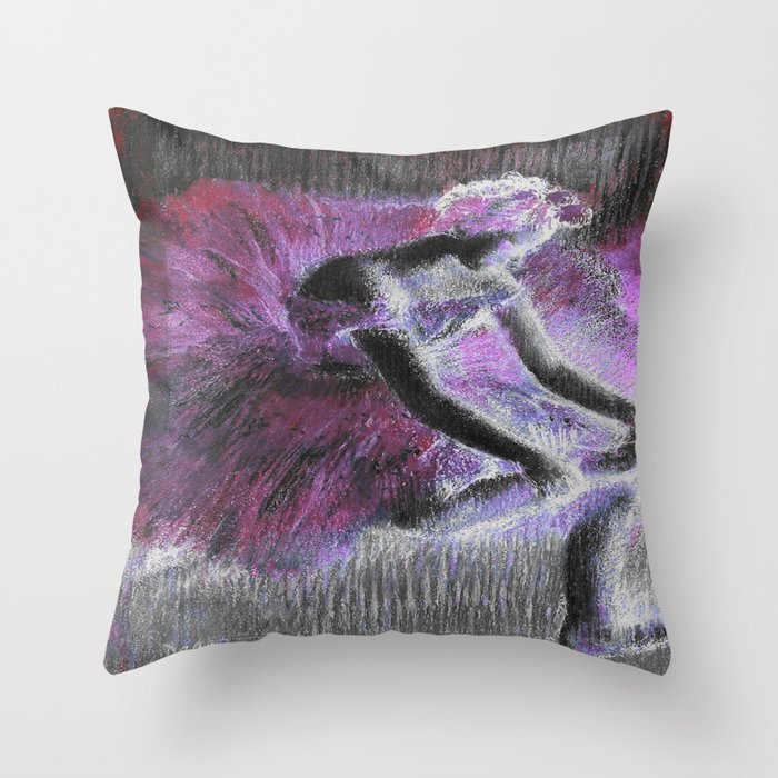 The Dancer by Edgar Degas pink lavender black Throw Pillow