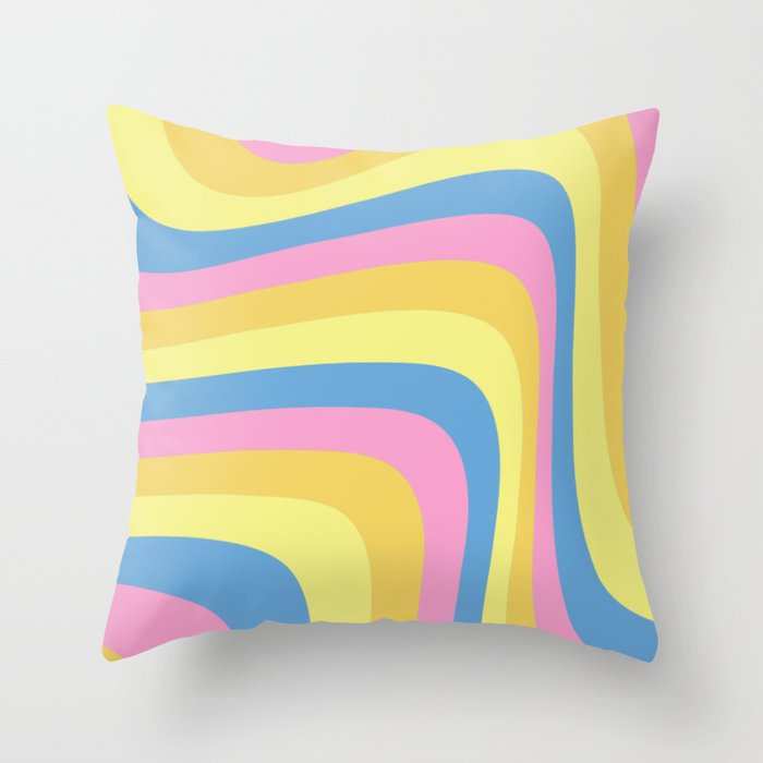 abstract wavy art inspired by the pansexual pride flag Throw Pillow