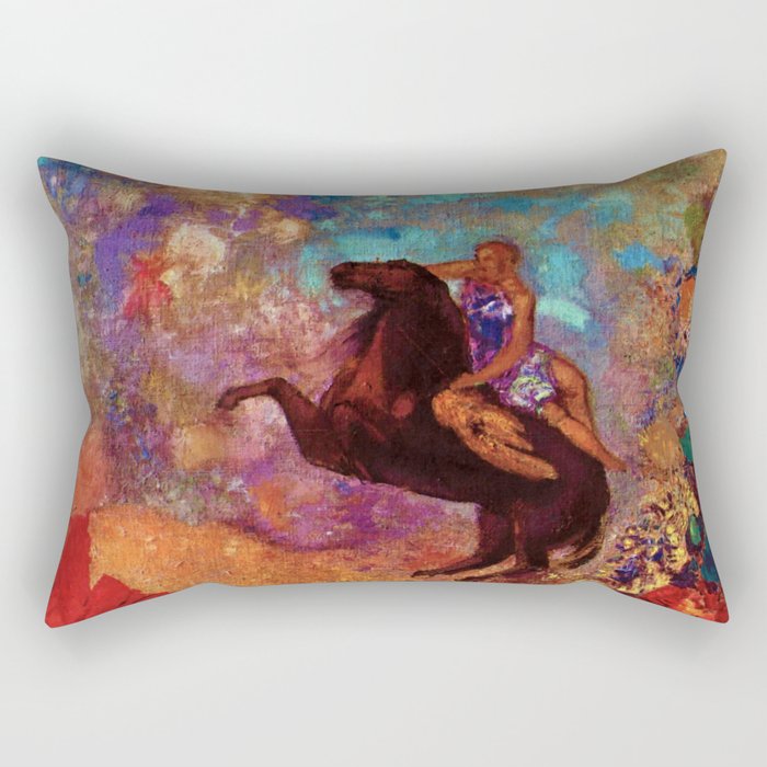 Odilon Redon "Muse on Pegasus" Rectangular Pillow