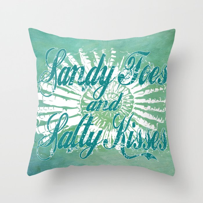 Sandy Toes And Salty Kisses With Nautilus Shell Graphic Design Throw Sandy Toes And Salty Kisses With Nautilus Shell Graphic Design Throw Pillow By Purposelydesigned Society6