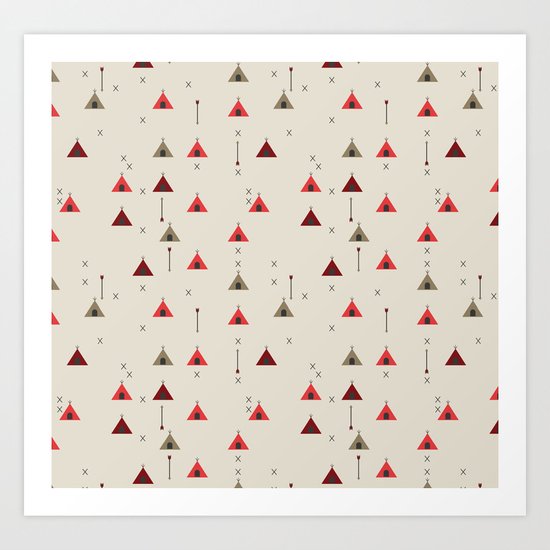 TEE PEE - Tipi - NATIVE NAVAJO PRINT Art Print
