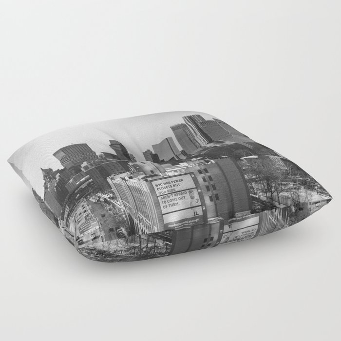 NYC Views | Black and White Travel Photography in New York City Floor Pillow