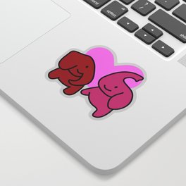 Elephants In Love – Two Cute Elephants With Heart  Sticker