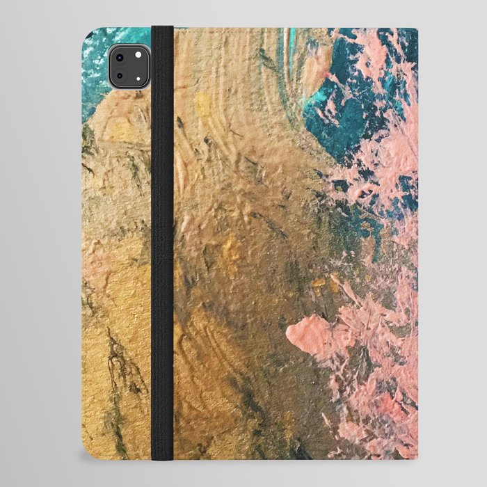 Coral Reef [1]: colorful abstract in blue, teal, gold, and pink iPad Folio Case