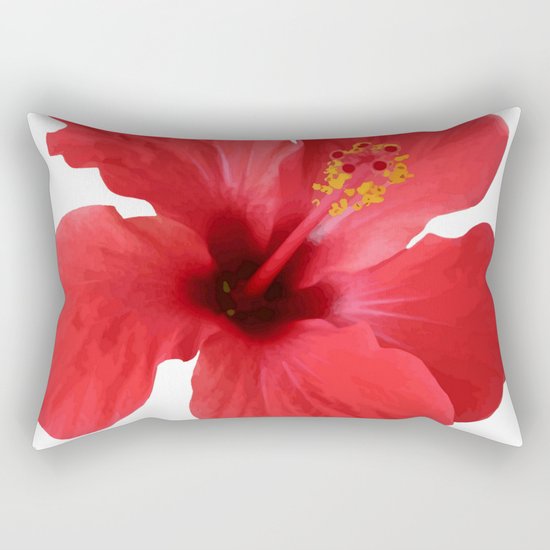 Scarlet Hibiscus Tropical Flower Vector Rectangular Pillow
