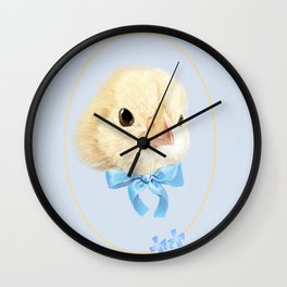easter2 Wall Clock | Easter, Painting, Realistc, Digital, Nature, Cute, Illustration, Chick 