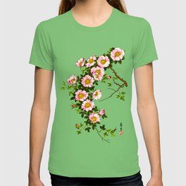 Vintage Japanese Cherry Blossoms, Pink and Gold T Shirt