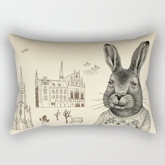 He's travelling around the world by his own. Rectangular Pillow