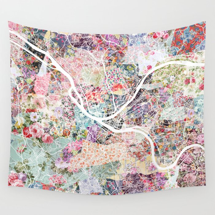Pittsburgh map - Landscape Wall Tapestry