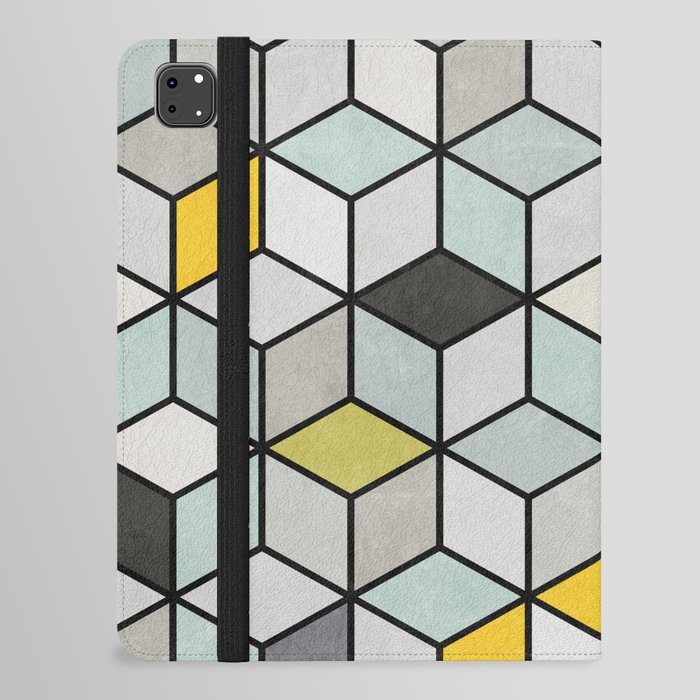 Colorful Concrete Cubes - Yellow, Blue, Grey iPad Folio Case