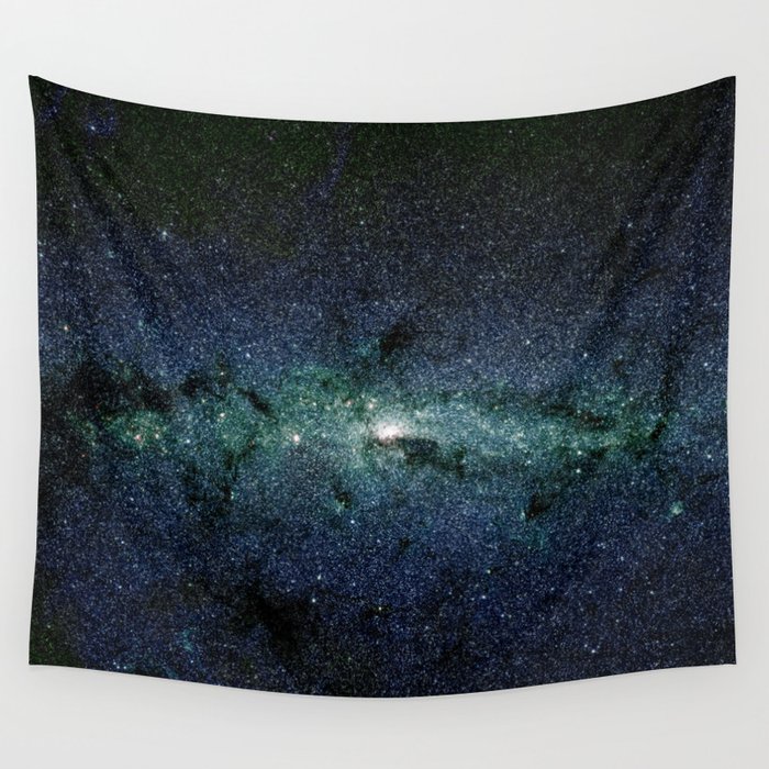 Deep Dark Blue & Green Milky Way Core Wall Tapestry