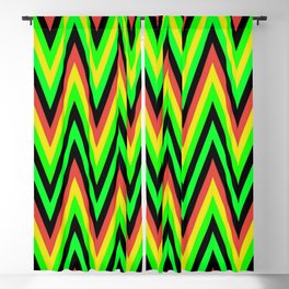 Chevron Design In Green Yellow Red Zigzags Blackout Curtain