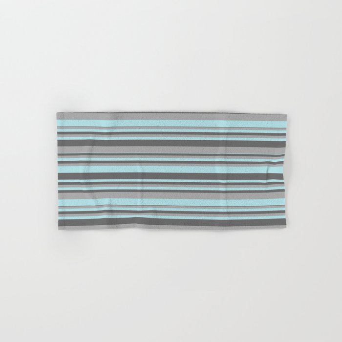 Powder Blue, Dim Gray, and Dark Grey Colored Striped/Lined Pattern Hand & Bath Towel