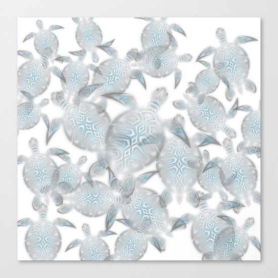 Silver Turtles Pattern Canvas Print