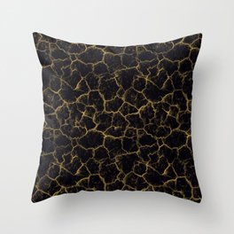 Cracked Watercolor Black Gold Throw Pillow