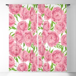 Pink peonies watercolor Blackout Curtain