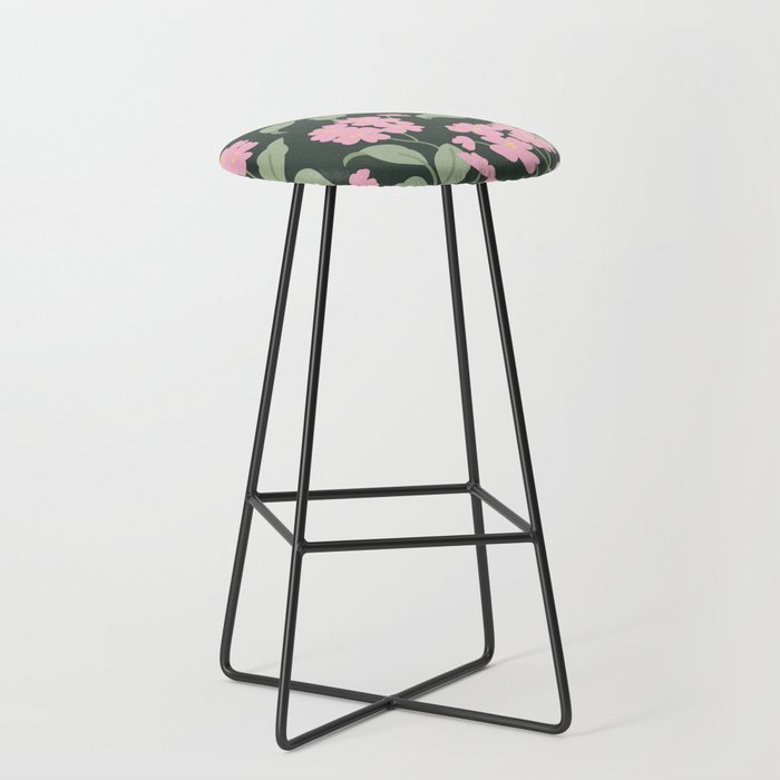 Pink Delicate Flowers And Baby Green Leaves Bar Stool