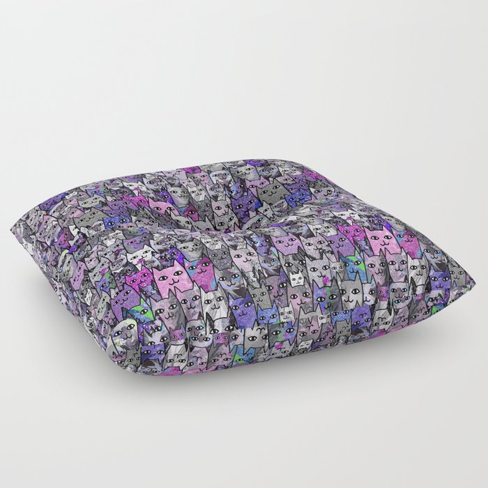 Ultraviolet Gemstone Cats Floor Pillow