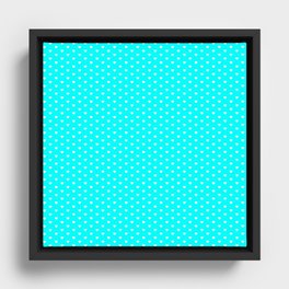 Small White Heart pattern On Aqua Blue Background Framed Canvas