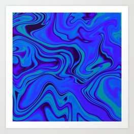Fluid blue wavy texture  Art Print