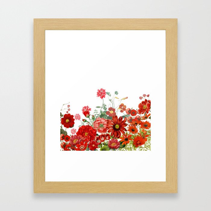 Vintage & Shabby Chic - Red Summer Flower Garden Framed Art Print