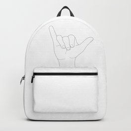Minimal Line Art Shaka Hand Gesture Backpack | Surfing, Coast, Sea, Line, Shark, Style, Surfer, Icon, Surfboard, Art 