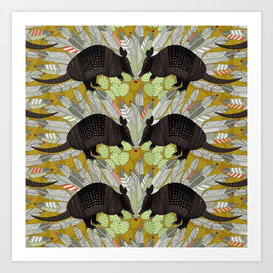 native armadillos gold Art Print