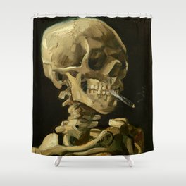 Skull with Burning Cigarette Shower Curtain