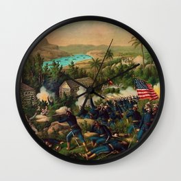 African American Buffalo Soldier 9th and 10th Cavalry at the battle of La Guarina Wall Clock