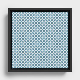 Blue Overlapping Circles Background Pattern Framed Canvas