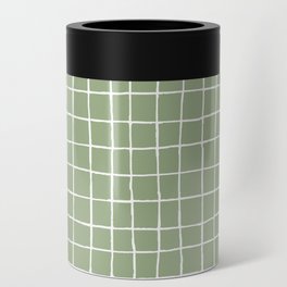 Sage Green Plaid Can Cooler