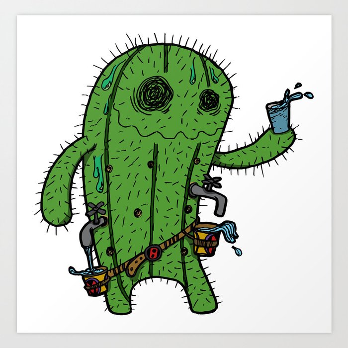 Thirsty Cactus Art Print
