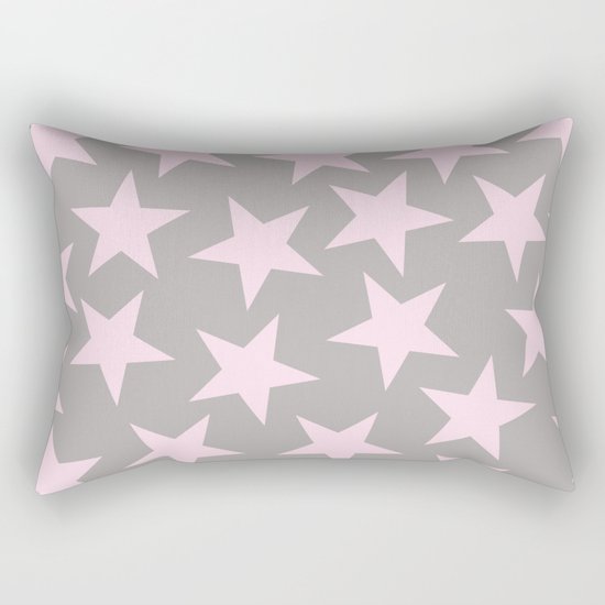 Pink stars on grey background on #Society6 Rectangular Pillow