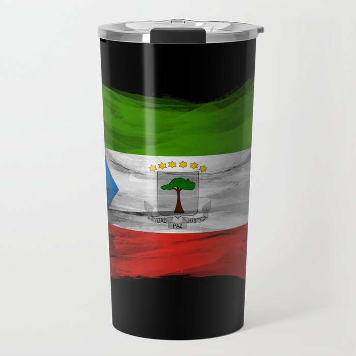 Equatorial Guinea flag brush stroke, national flag Travel Mug