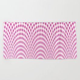 Pink and white curved squares Beach Towel