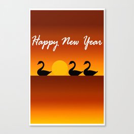 2022 Swans Formation For Happy New Year Canvas Print