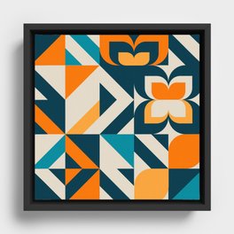 Modern Geometric flowers pattern Framed Canvas