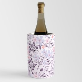 Hand painted modern pink lavender watercolor floral Wine Chiller