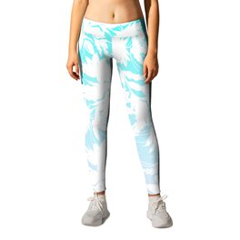 Botanical Abstract White Aqua Pink Teal Floral Ombre Leggings