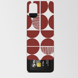 Red and white mid century shapes with stripes Android Card Case