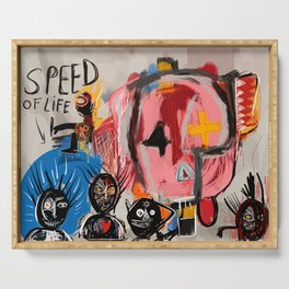 "The speed of life" Street art graffiti and art brut Serving Tray