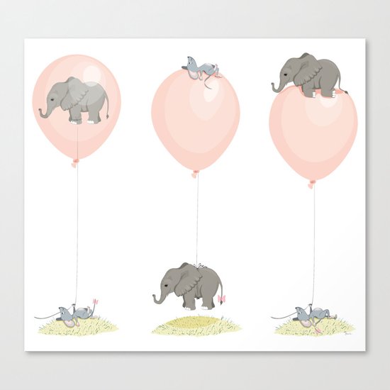 Elephant, globe and mouse Canvas Print