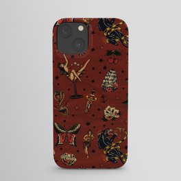 Retro tattoo, sailor tattoos, pin up, rockabilly red iPhone Case