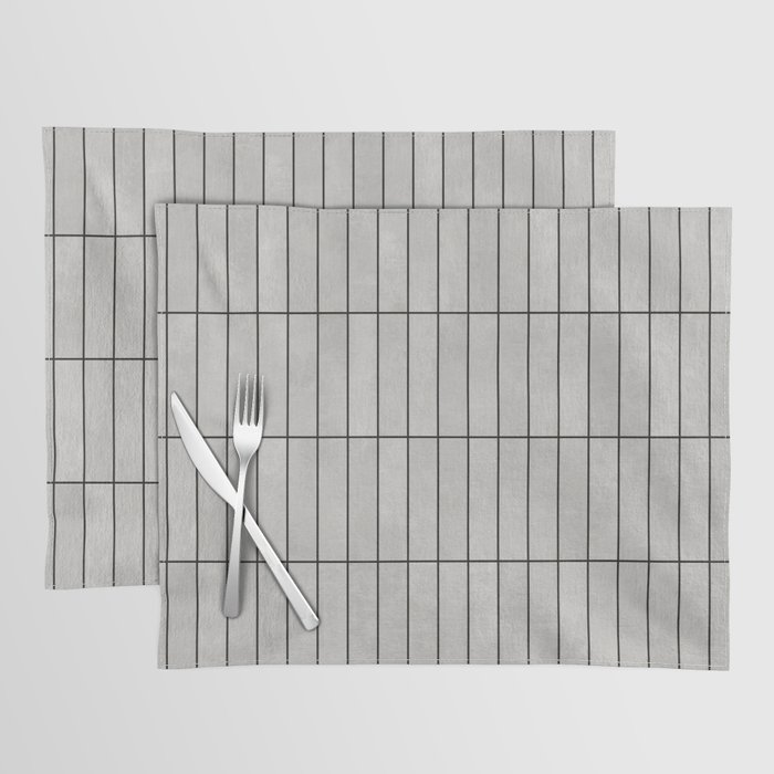 Rectangular Grid Pattern - Grey Placemat