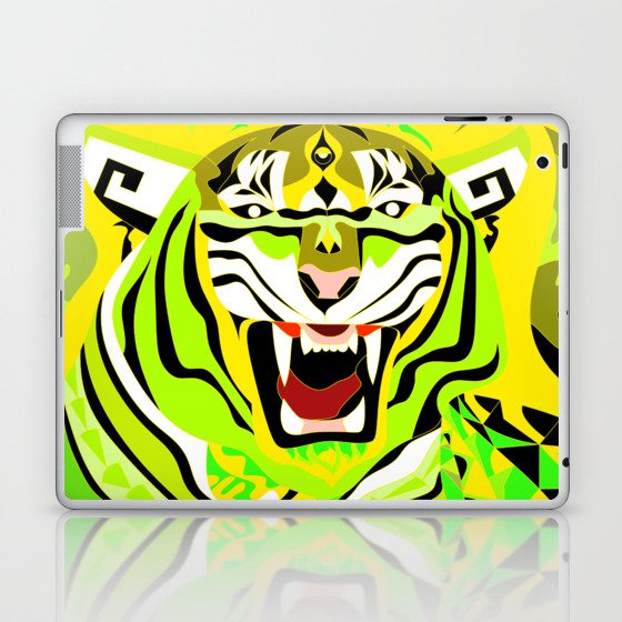 yellow light tiger ecopop in zodiac bengal wallpaper art  Laptop & iPad Skin
