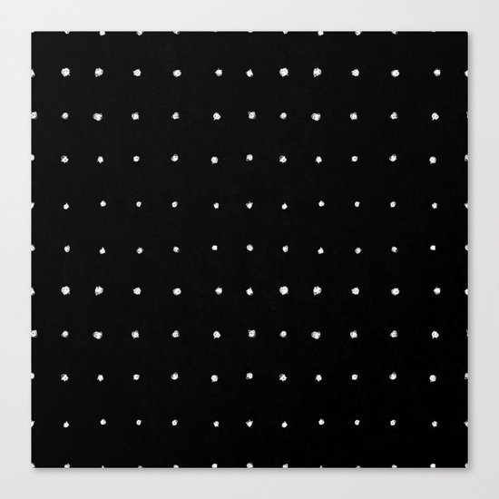 Dot Grid White on Black Canvas Print